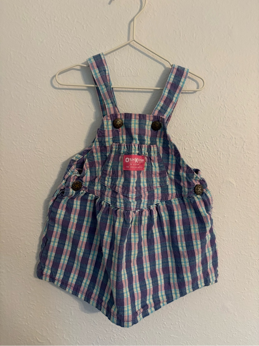Vintage OshKosh B'gosh VESTBAK Overalls Dress Plaid - 18M